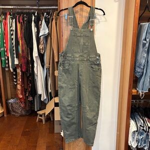 Women's Olive Green Barrel Overalls